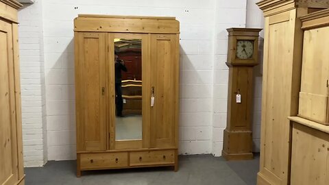 Small Triple 1930’s German Pine Wardrobe Bottom Drawers Dismantles (V9152D) @PinefindersCoUk