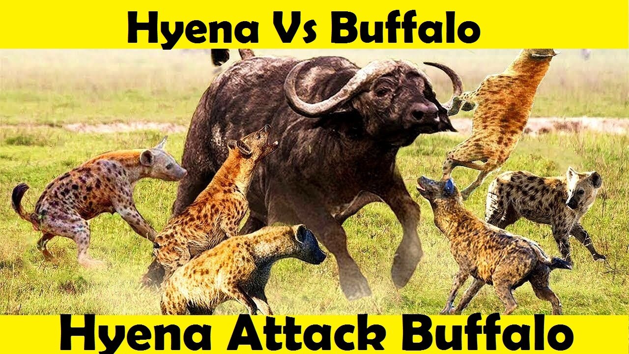 Hyena attack Buffalo. Hyena Vs Buffalo Fight. (Tutorial Video)