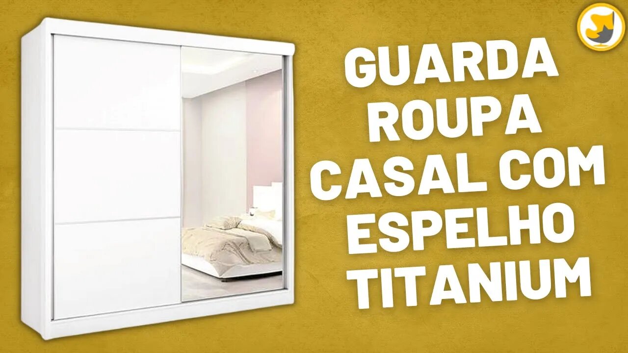 Guarda Roupa Casal com Espelho 2 Portas de Correr e 6 Gavetas Titanium D'Doro