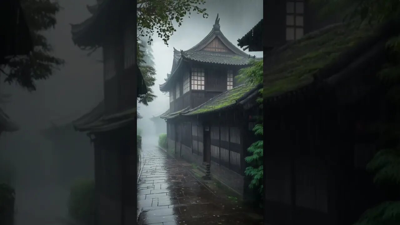 雨声助眠-雨声雷声伴随的放松在古城街道微风细雨中享受快速入睡ASMR#shorts #short #rain #rainsounds #sleep #shortsvideo #feel