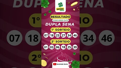 🍀 Resultado DUPLA SENA 2473 | Sentindo Sorte #shorts