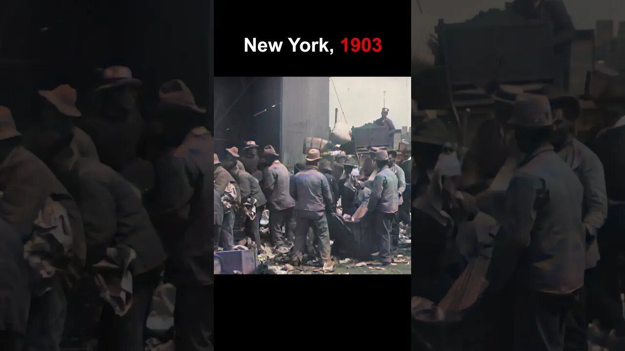 New York, 1903: Men Sorting Trash | 60fps, Colorized, AI Enhanced, Sound Design