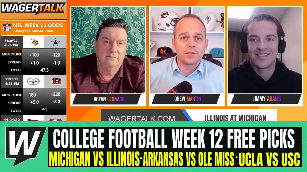 Michigan vs Illinois | Arkansas vs Ole Miss | UCLA vs USC | College Football Week 12 Betting Preview