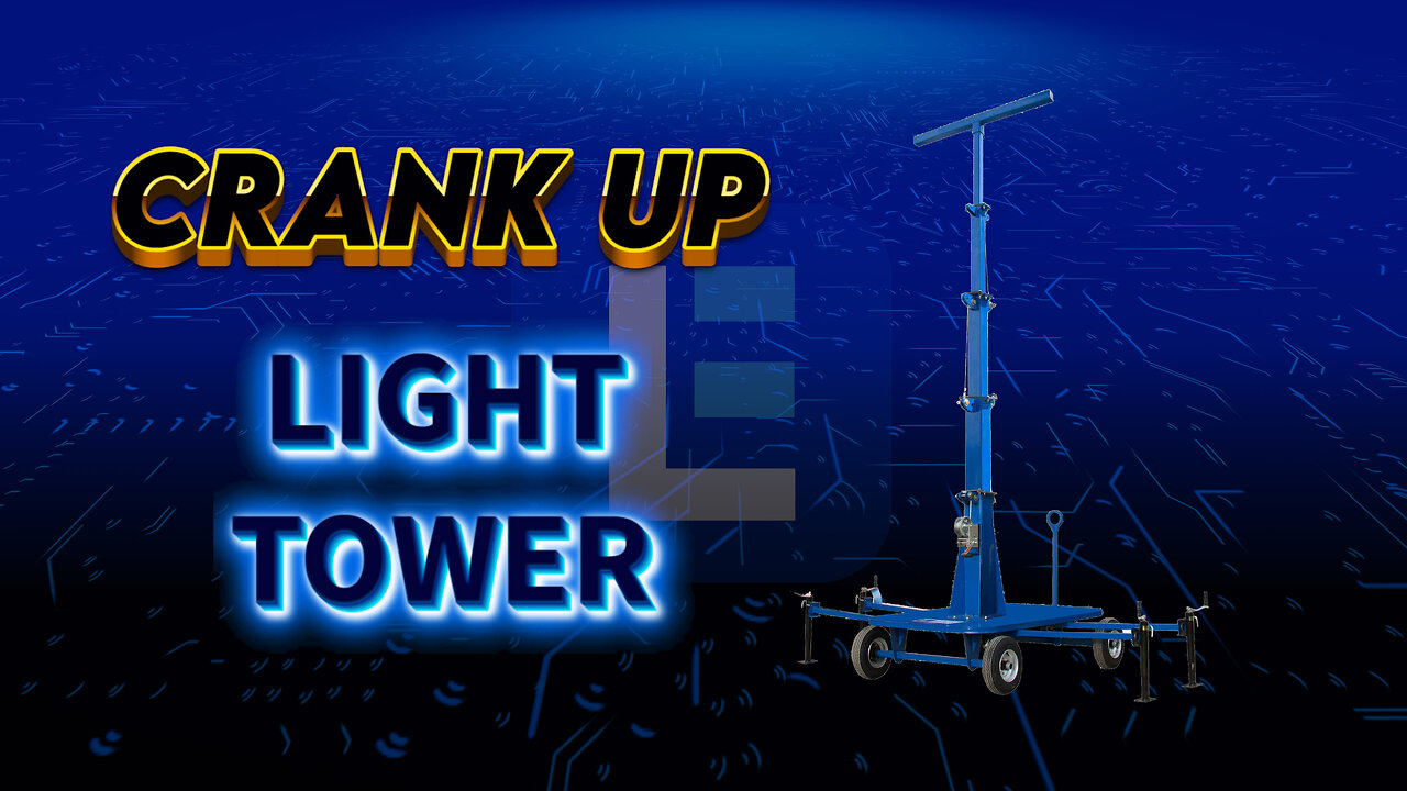 Crank Up Mini Light Tower - Wheeled Cart Base - 4.5'-12' Light Mast - Pintle Hitch - Powder Coated