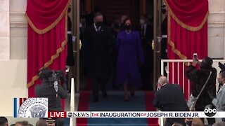 Officer Eugene Goodman, VP-elect Kamala Harris, Doug Emhoff introduced at inauguration