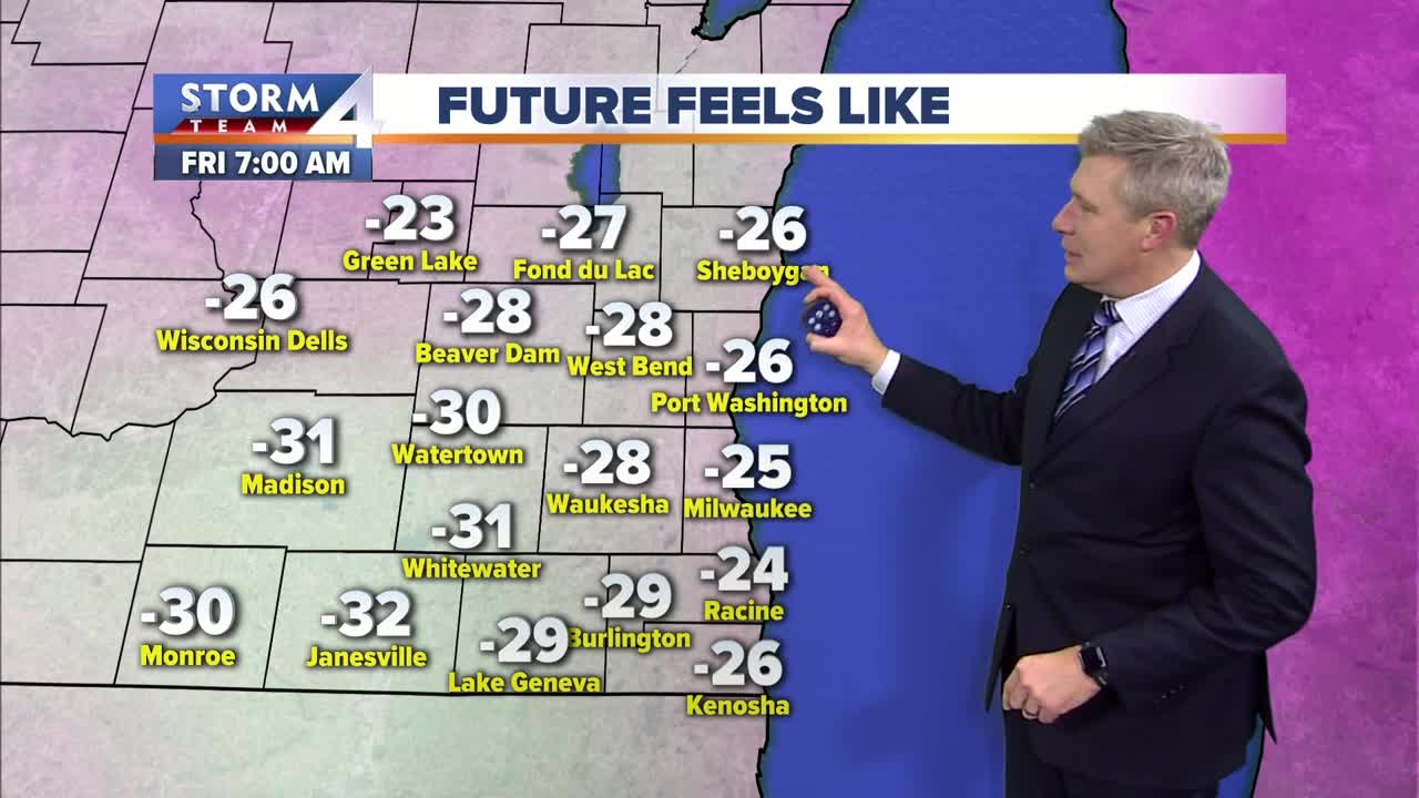 Wind chills near -30 degrees Friday