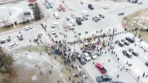 🇨🇦Ambassador Bridge 🇨🇦😡Police Blockade (DRONE FOOTAGE) [EMBARRASSING]