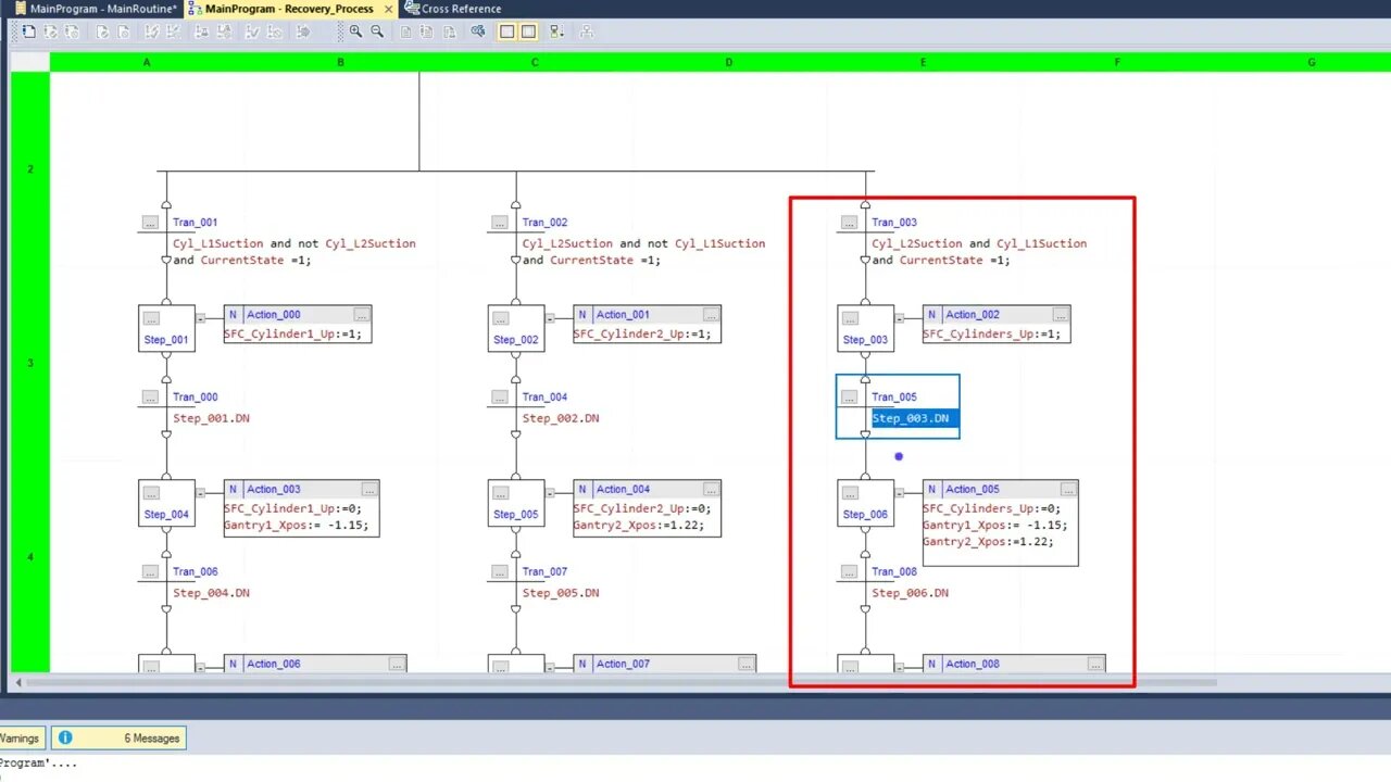 PLC Programming a Sequential Function Chart for Machine Recovery