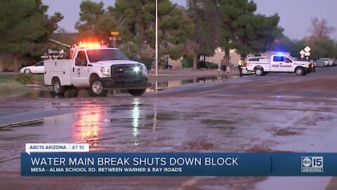 Chandler water break causes flooding and closures near Alma School and Knox roads