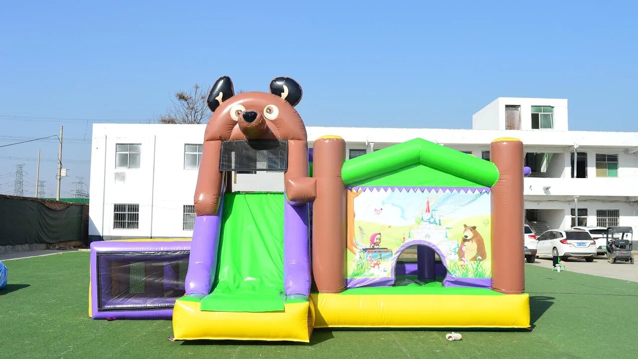 Masha and the Bear Bounce House Slide Comb#factorybounce house#factoryslide#castle#inflatablebouncer