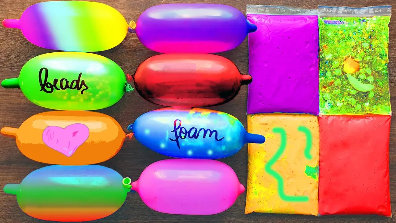 Making Slime with Bags and Funny Balloons