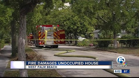 Fire damages unoccupied home in West Palm Beach.
