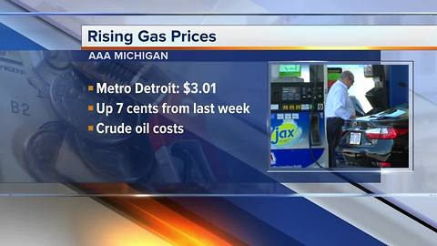 Metro Detroit gas prices on the rise again, 60 cents higher than last year