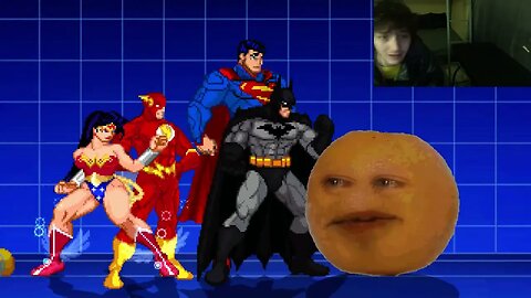 Justice League Members (Batman, Superman, Flash, And Wonder Woman) VS Annoying Orange In A Battle