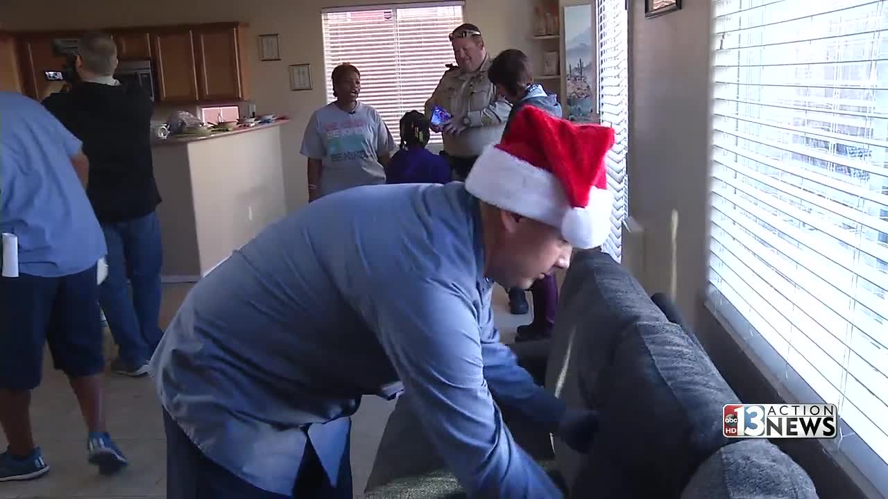 Woman receives house full of furniture for holidays