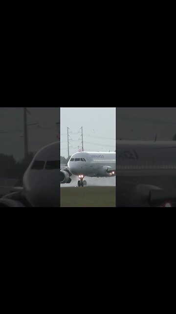 💨Crosswind & Wet Runway💧 #aviation #airbus #planespotting