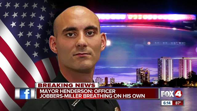 Officer Adam Jobbers-Miller is now breathing on his own