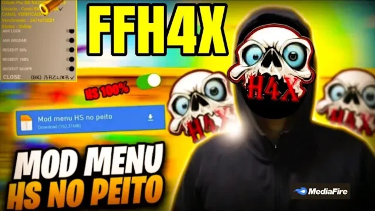 NOVA REGEDIT FFH4X PARA MOBILE!! PUXA 100% PRA CABEÇA AIMBOT 100%, HS NÍVEL HACK ATUALIZADO FREE