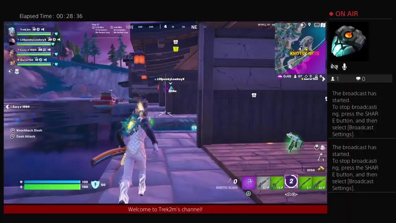 Trek2m is playing Fortnite with Eazy and lucky. Missing my Little boy Pepe La Pew Day 550