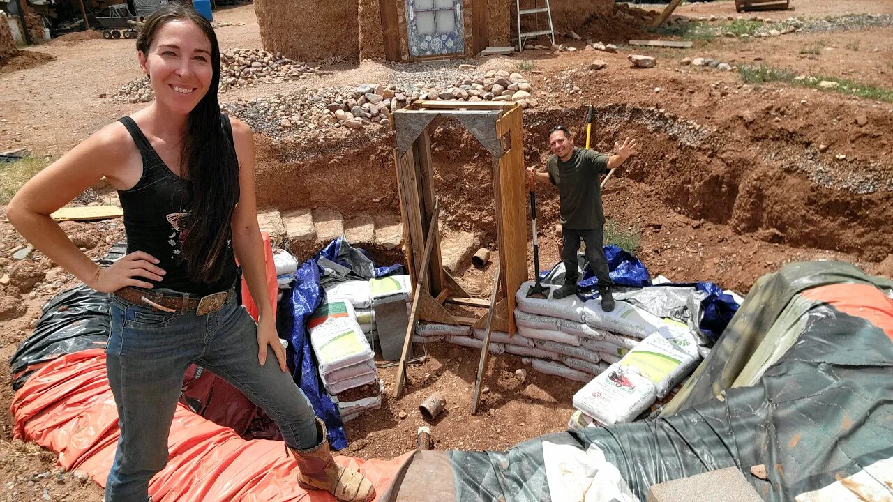 Amazing Progress On Our Earthbag Root Cellar! Laying Bags and Installing The Door Form