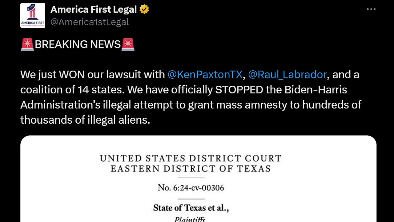 TX Ken Paxton stops Biden Kamala illegals amnesty plan