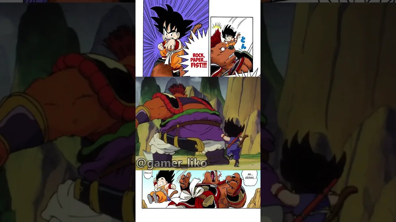 Goku's First Rock Paper Fist Attack in the Dragon Ball Anime