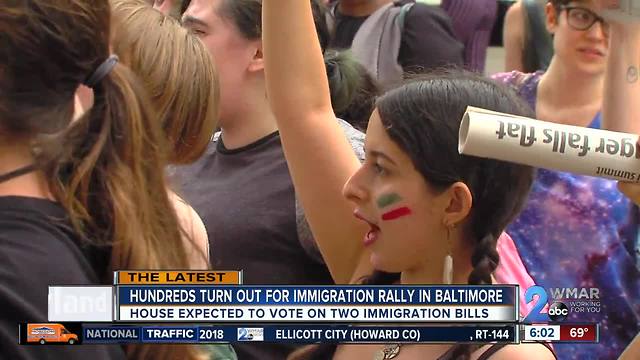 Hundreds rally at Anti-ICE protest in Baltimore