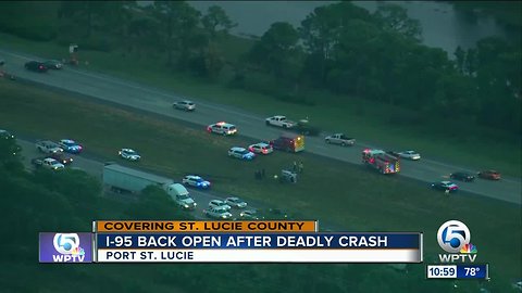 I-95 back open after deadly semi crash in Port St. Lucie