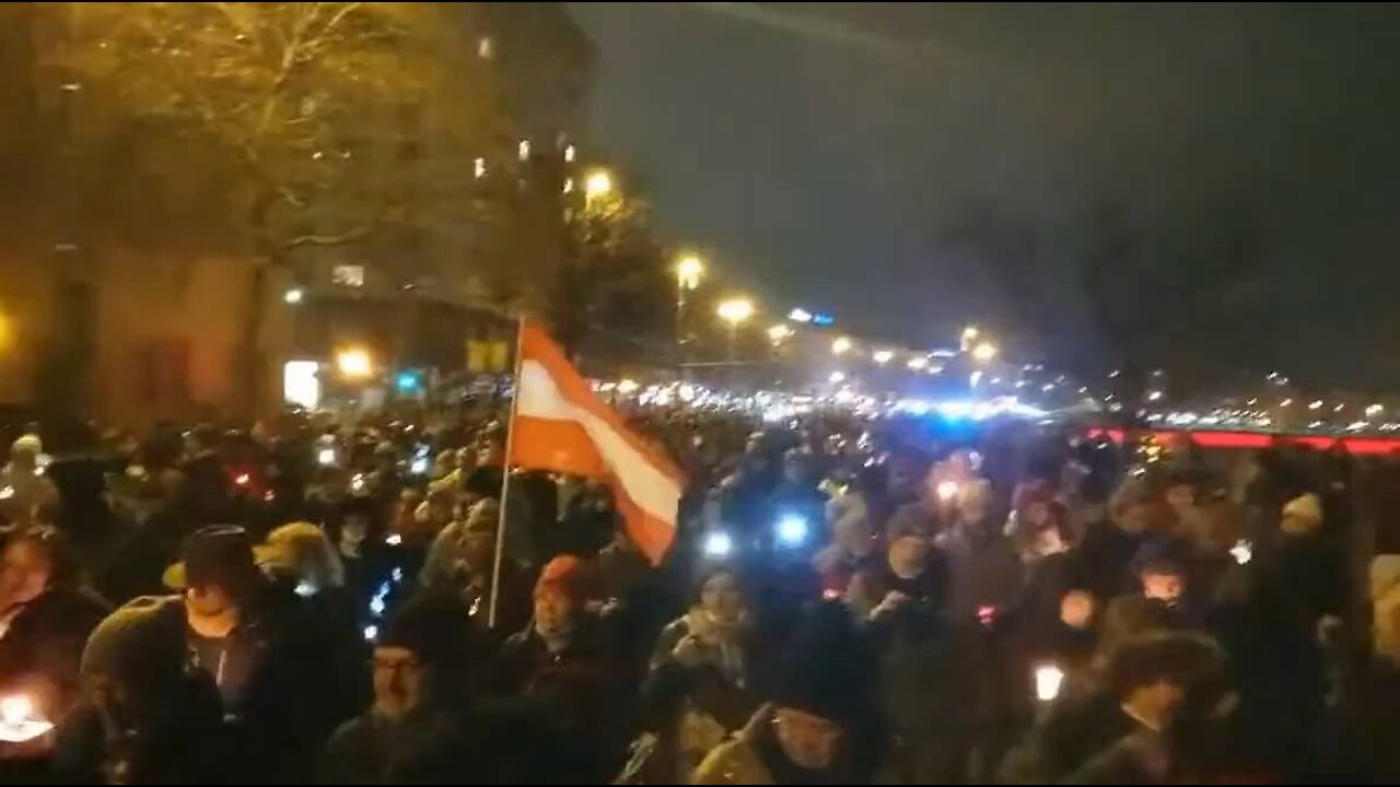 Protest in Vienna for peace and freedom, and against Covid restrictions and compulsory vaccinations.