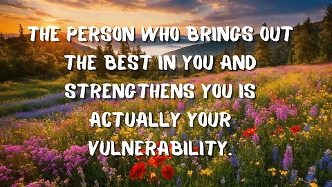 The person who brings out the best in you and strengthens you is actually your vulnerability.