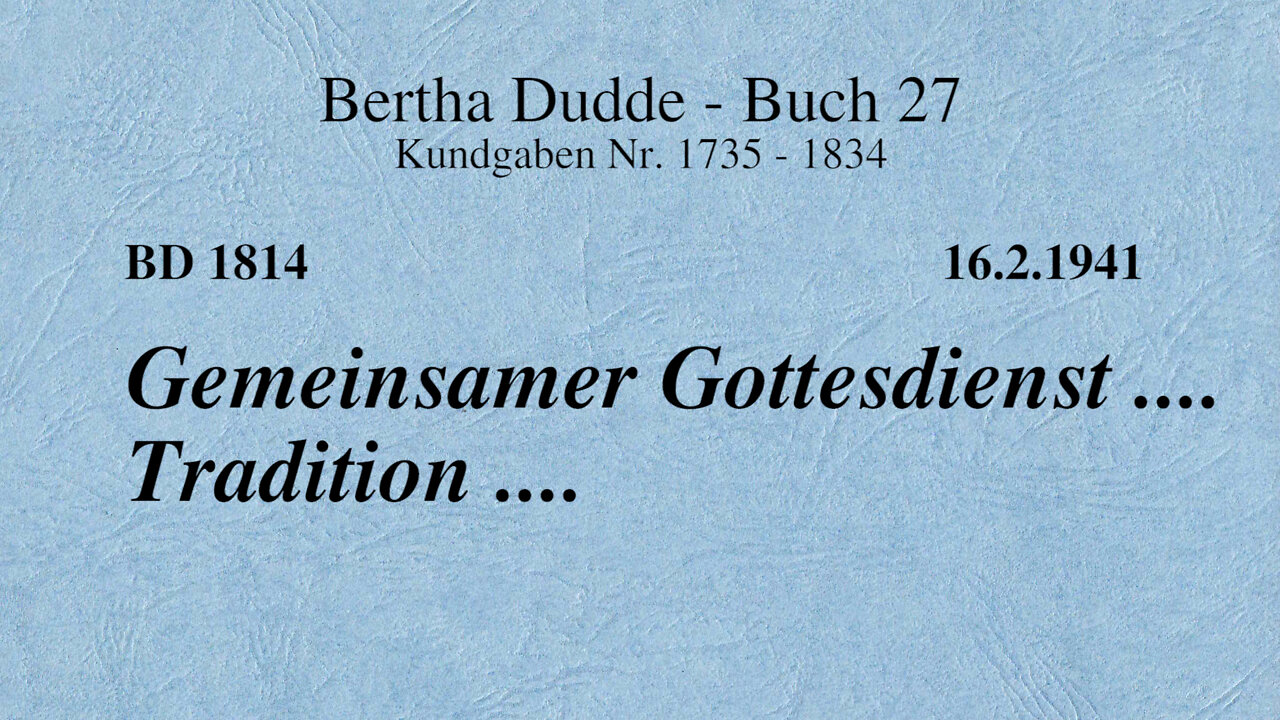 BD 1814 - GEMEINSAMER GOTTESDIENST .... TRADITION ....