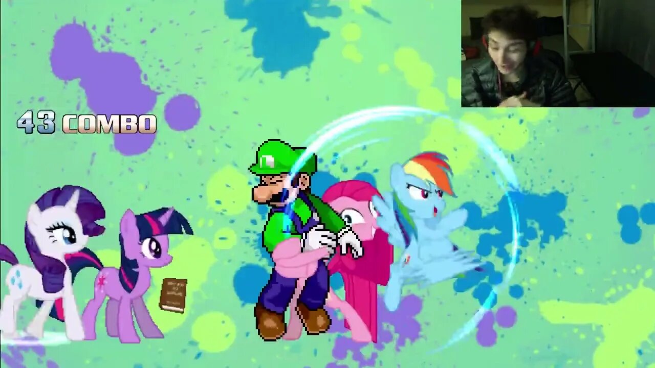 My Little Pony Characters (Twilight Sparkle, Rainbow Dash, And Rarity) VS Luigi In An Epic Battle