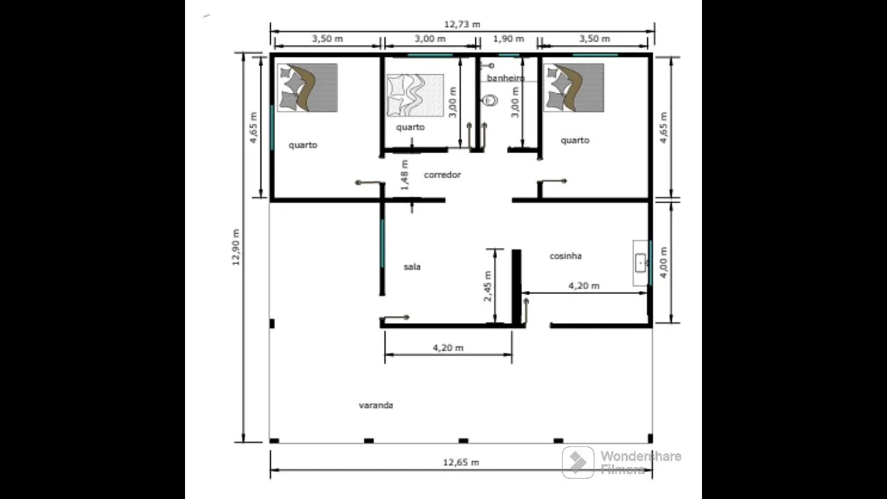 ✅planta baixa x12x12 com varanda