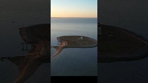 Sunrise flight over Bird Island Lighthouse #shorts