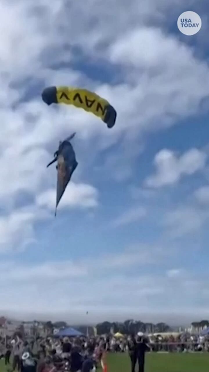 Navy Parachutist Crash-lands In Crowd During Air Show #Shorts