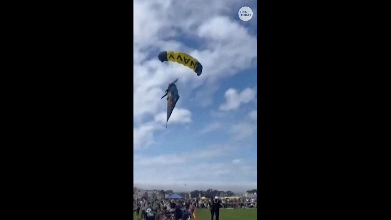 Navy parachutist crash-lands in crowd during air show #Shorts