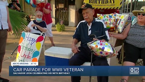 Valley World War II veteran surprised with drive-by birthday celebration