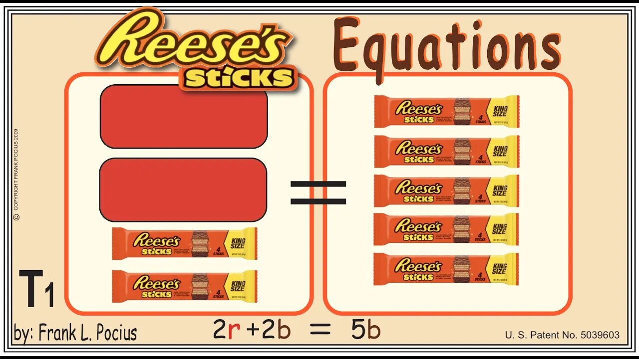 VISUAL REESES STICKS 2r+2b=5b EQUATION _ SOLVING EQUATIONS _ SOLVING WORD PROBLEMS