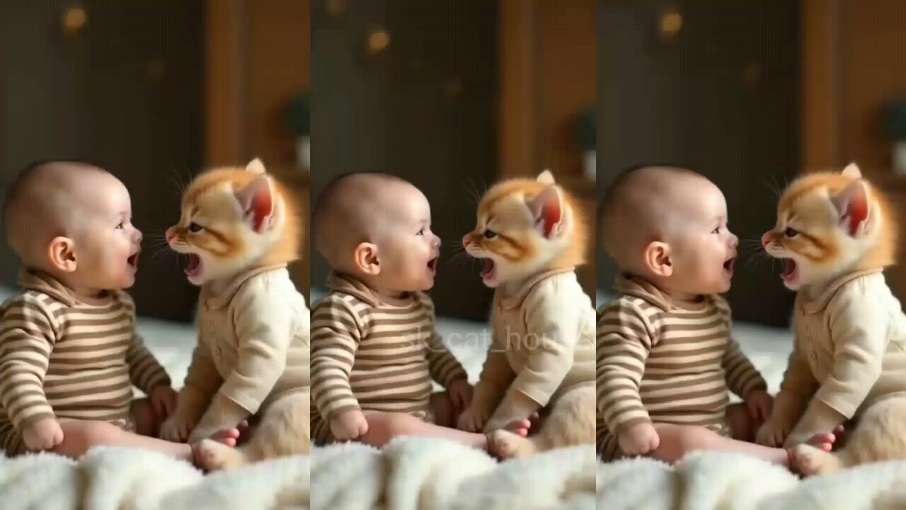 Cat and Baby Funny Video 💃😃Videos for catsv#funny #catlovers #viral #catdance @sk_cartoon_video