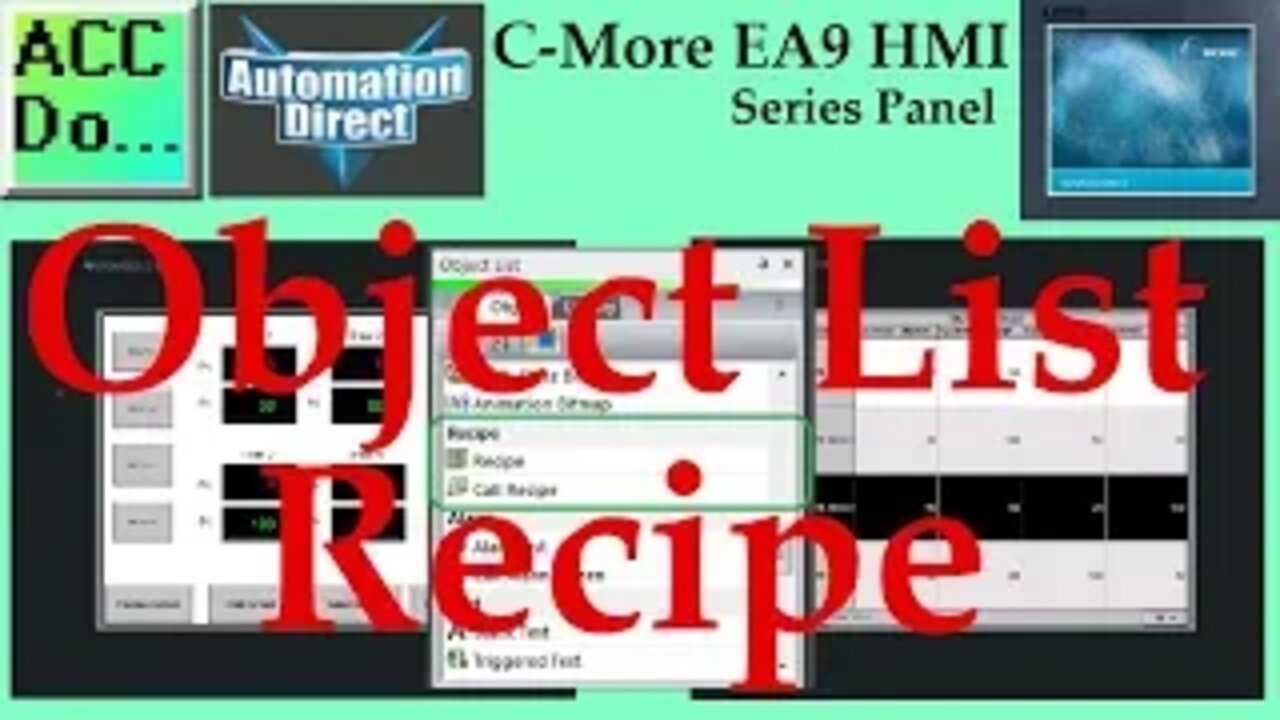 C-More EA9 HMI Series Panel Object List Recipe