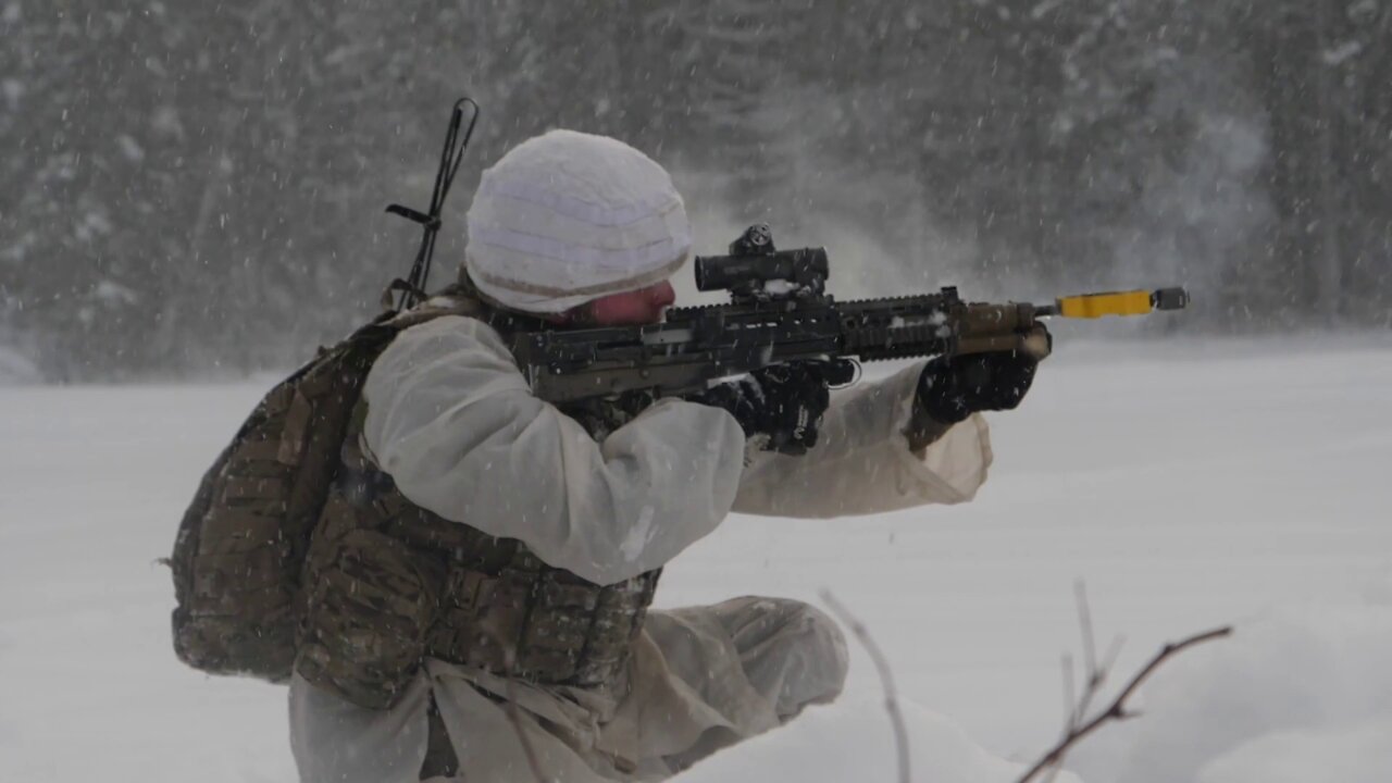 UK and Estonian troops conduct winter training in freezing conditions