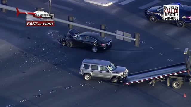 Chopper 13 over a crash on 215, Aliante Parkway