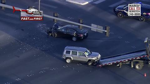 Chopper 13 over a crash on 215, Aliante Parkway