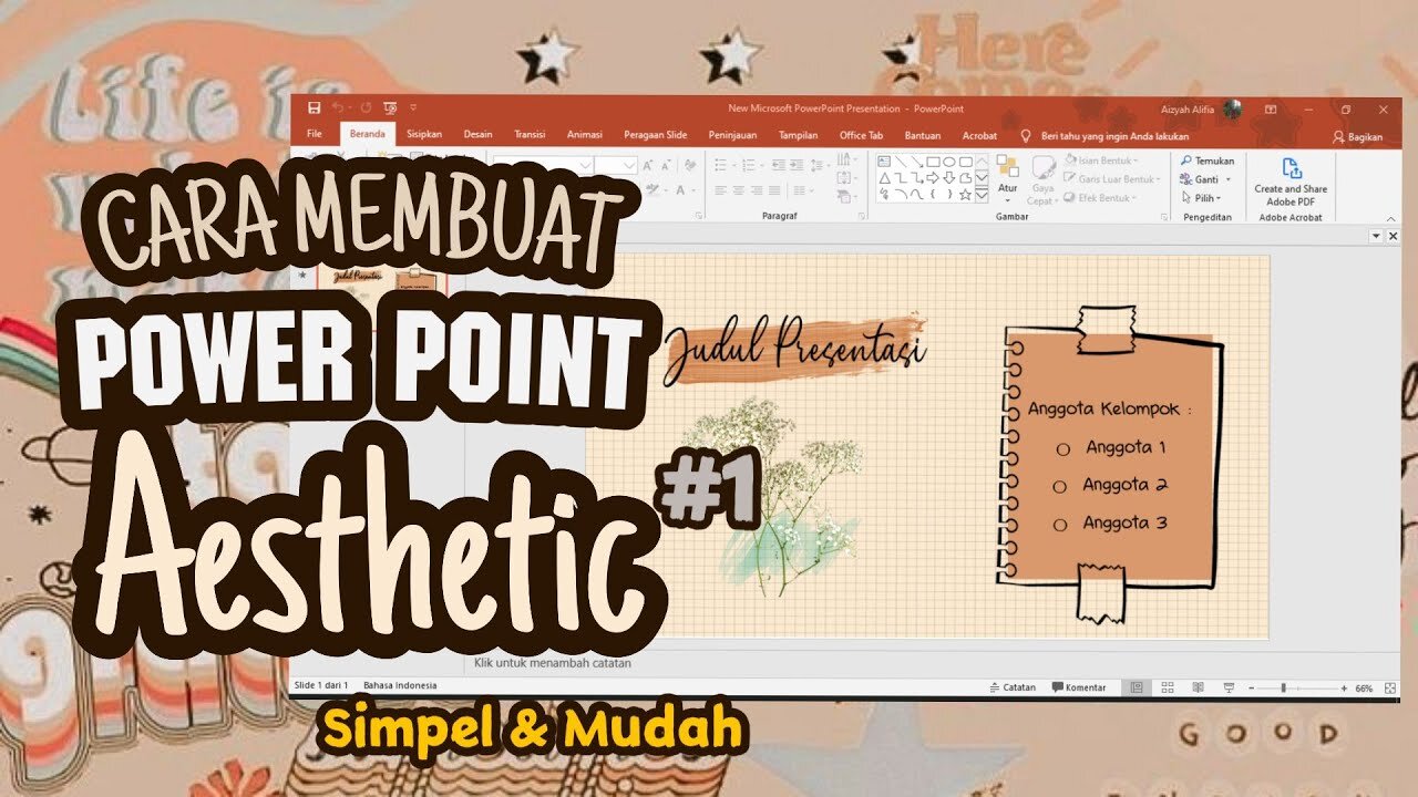Cara simple dan mudah membuat Power Point Aesthetic #1 || PPT Aesthetic ✨