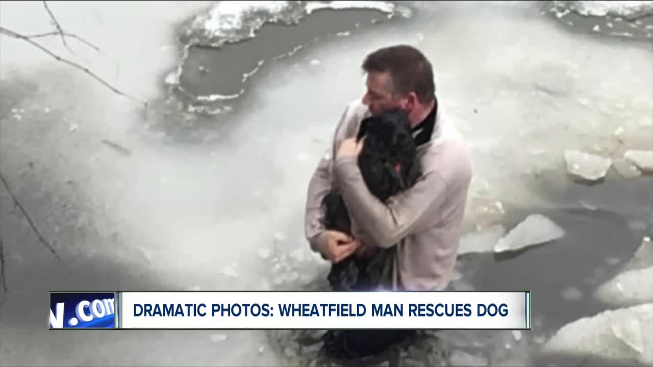 Wheatfield man rescues dog from icy water