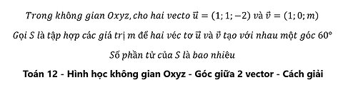 Toán 12: Trong không gian Oxyz,cho hai vecto u ⃗=(1;1;-2) và v ⃗=(1;0;m) Gọi S