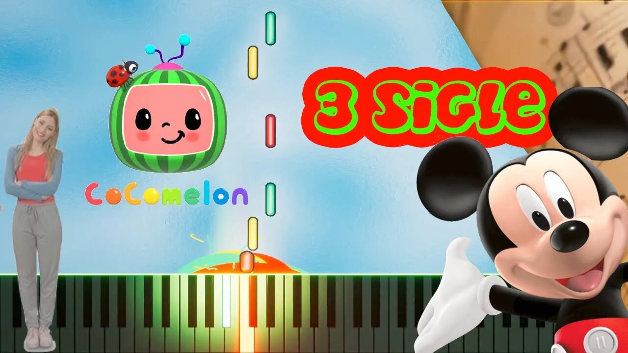 Sigle al Piano - Mickey Mouse Piano tutorial Cocomelon Theme e Sigla di Carolina con SPARTITO GRATIS