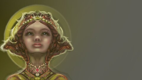 Timelapse- learning to use krita- woman looking up