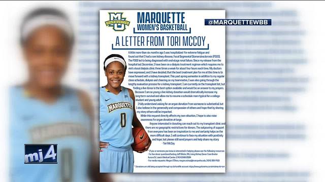 Letter: Marquette women’s basketball player in need of kidney transplant