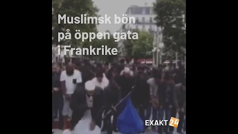 Muslimsk bön på öppen gata i Frankrike